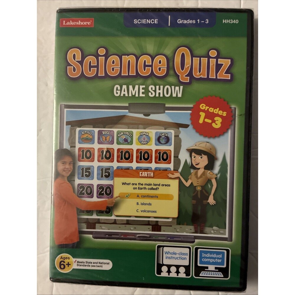 Lakeshore Science Quiz Game Show Educational Learn Grades 1-3 CD ROM New Sealed